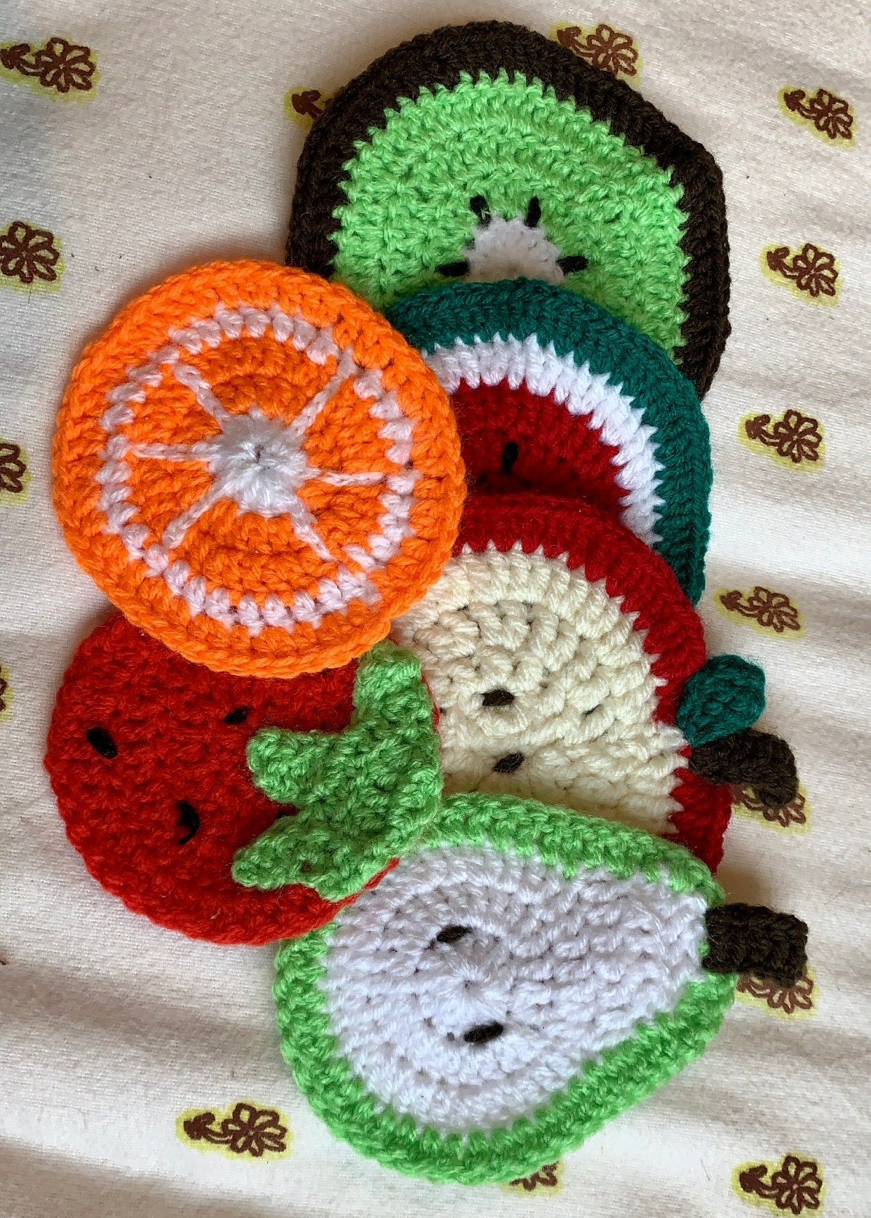Crochet Fruit Coasters handmade coasters fruit designs Etsy