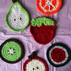 Crochet Fruit Coasters | handmade coasters | fruit designs | fruit decor | fruit friends | fruit slice