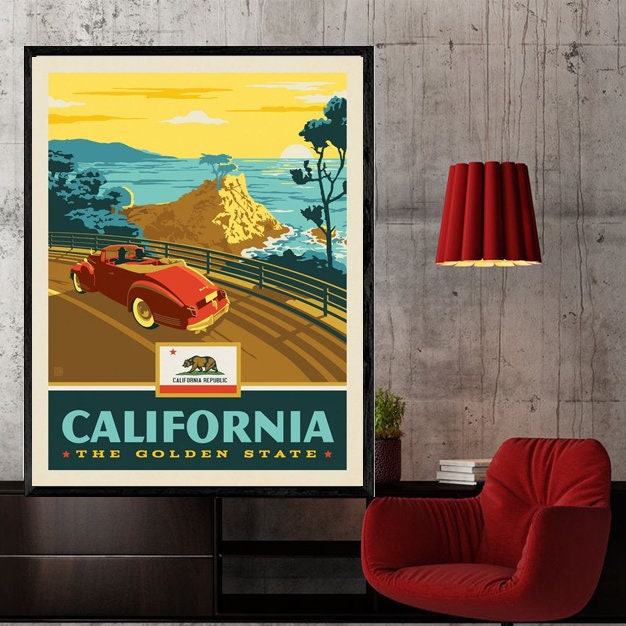 California State Poster Etsy