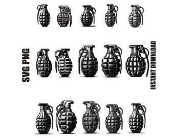 Grenade, Grenade SVG, Grenade SVG Bundle, SVG Files, Grenades, Silhouette Cameo, Cricut, ScanNCut, Grenade Clipart, Grenade Cut File