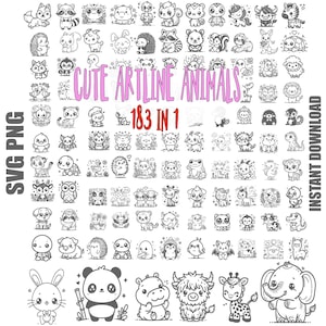 183 Doodle Animals Svg Bundle - Animali disegnati a mano - 59 animali diversi - Clipart del bosco - File di taglio Cricut - Uso commerciale illimitato
