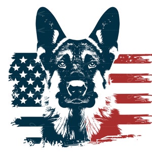 Grunge PASTOR ALEMÃO SVG com bandeira americana, clipart de pastor alemão, pastor alemão em perigo SVG para Cricut, bandeira americana 4 de julho