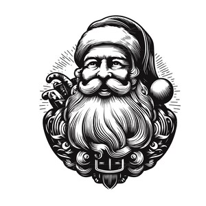 Magia navideña en la cara de Papá Noel, Santa Claus SVG, Santa Face Svg, Santa Claus Navidad Vintage Tarjeta de felicitación Clip Art Imagen gráfica