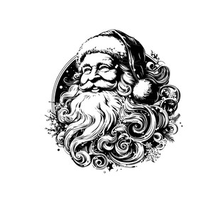 Retrato de Papai Noel SVG, Santa Face Svg, Papai Noel Natal Vintage Cartão de felicitações Clip Art Gráfico Imagem Sublimação PNG