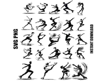 Figure Skater svg, Winter Skater Svg Bundle, skating svg, Snow and Ski cut file, Winter Sport Clipart, instant download