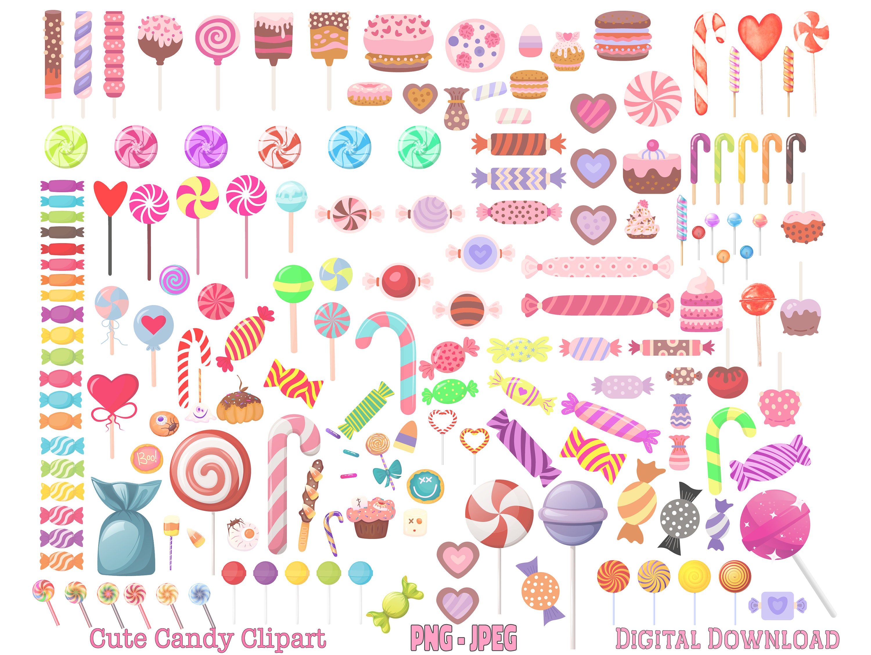 Pastel Kawaii Lollipop Clipart Pack Kawaii Candy Clipart Pastel Candy  Clipart Pack Candy Clip Art 