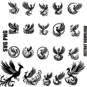 Svg oiseau phoenix, phoenix svg, silhouette phoenix, clipart phoenix, phoenix couper fichier pour cricut, téléchargement numérique, usage Commercial