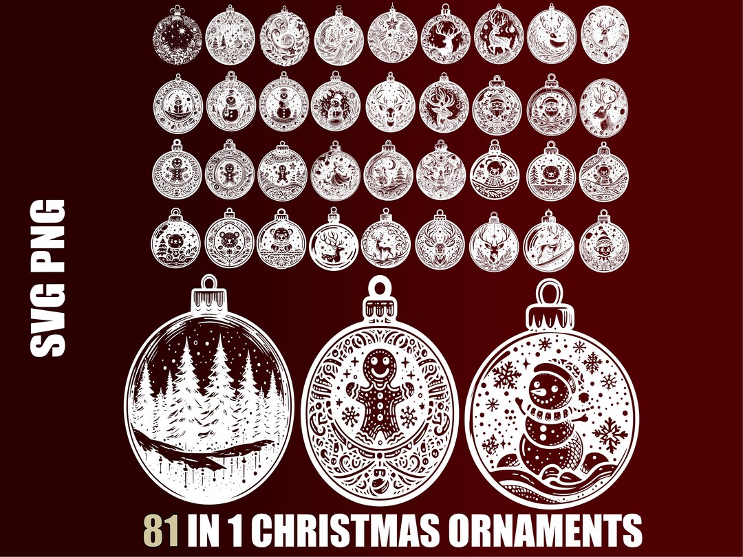 Elegant Christmas Ornament SVG Bundle Instant Download, DIY Holiday