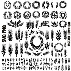 Bundle SVG di GRANO, corona di grano svg, grano Svg, file di taglio GRAIN Svg per Cricut, clipart di grano, orzo Svg, silhouette di grano, download immediato
