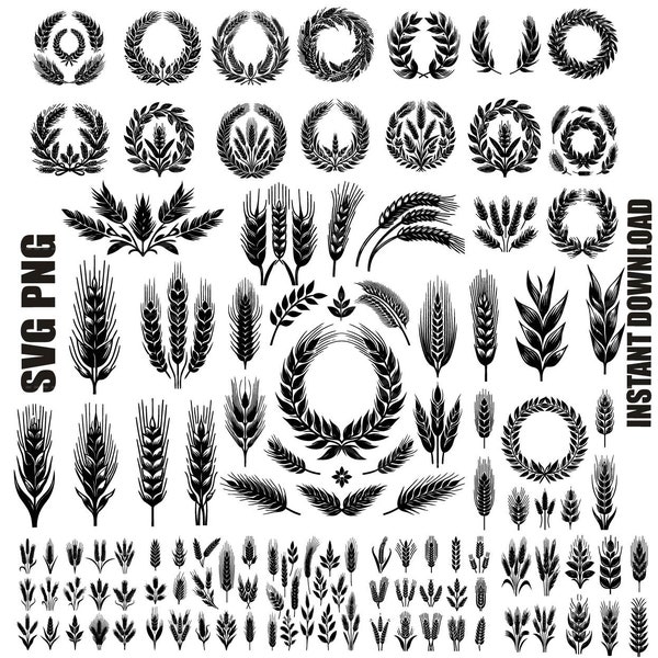 WHEAT SVG Bundle,wheat wreath svg, Wheat Svg, GRAIN Svg Cut Files For Cricut, Wheat Clipart, Barley Svg, Wheat Silhouette, instant download