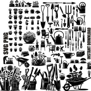 Gartenwerkzeuge SVG-Bundle, Gartenwerkzeuge SVG, Werkzeuge SVG, Gartenarbeit Silhouette, Gartenarbeit Schnittdateien, Gärtner SVG, kommerzielle Nutzung