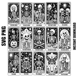 Funny tarot cards svg tarot cards png Witch Tarot Svg Celestial Tarot Svg mystical clipart Funny Skeleton Svg, Skeleton Tarot svg image 1