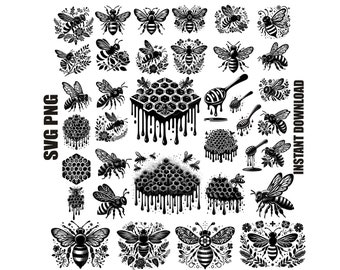 honey bee svg, Bee Svg Bundle, Honeycomb Svg, Dripping Honeycomb Svg, Floral Bee Svg, bumble bee svg, bee clipart, cute bee svg, Commercial