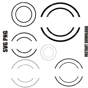 DUBBELE CIRKEL Frame SVG, Cirkel Monogram Svg, Dubbele Cirkel Frame Cut bestanden voor Cricut, Split Circle Svg, Split Circle Png