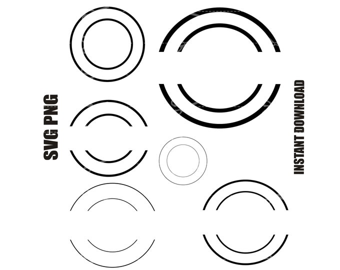 Split Circle Vector SPLIT CIRCLE Frame SVG, Circle Monogram Svg, Circle Outline Svg Cut ...