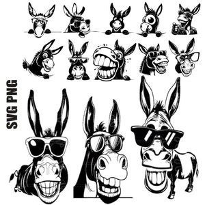 Asino in formato Svg, divertente asino in formato Svg, asino che sbircia in formato Svg, animale da fattoria che sbircia, divertente asino Clipart, asino che indossa occhiali da sole in formato Svg, download digitale