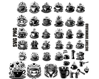 COFFEE CUP SVG Bundle, Coffee Cup Clipart Bundle,Coffee Tools Svg, Coffee for t-shirt, Coffee Lover Svg, Coffee Cup Commercial use Svg