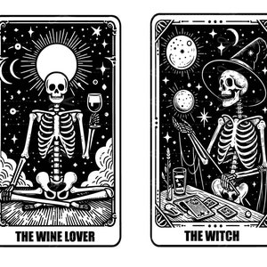 Funny tarot cards svg tarot cards png Witch Tarot Svg Celestial Tarot Svg mystical clipart Funny Skeleton Svg, Skeleton Tarot svg image 10