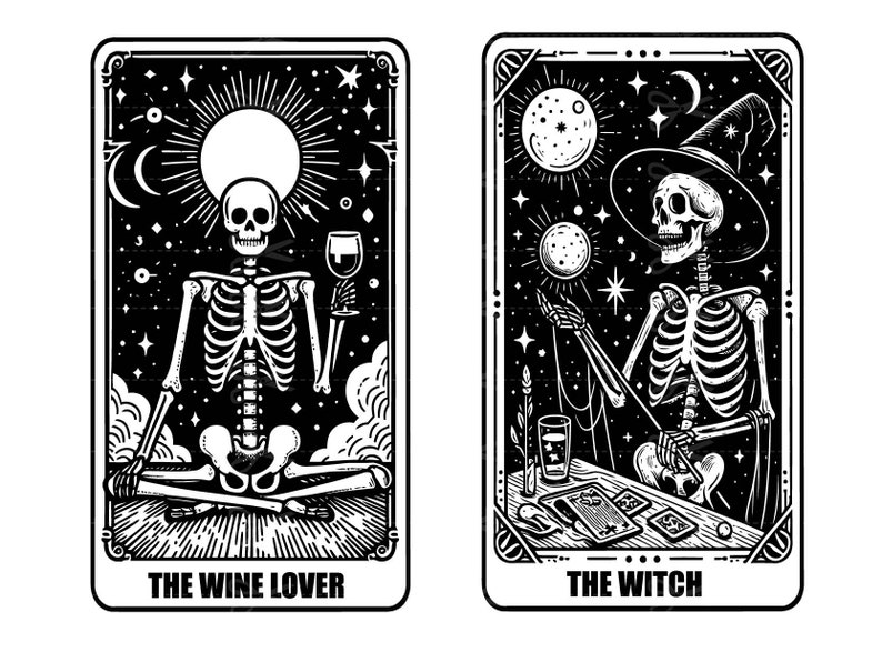 Funny tarot cards svg tarot cards png Witch Tarot Svg Celestial Tarot Svg mystical clipart Funny Skeleton Svg, Skeleton Tarot svg image 10