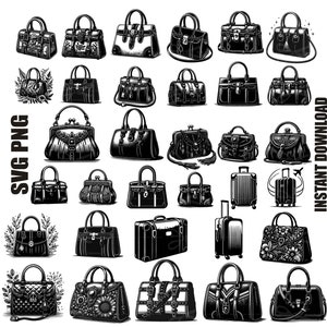 Bolso svg, bolso svg, equipaje svg, maleta svg, bolsa svg archivos cortados, silueta de bolso, Bolsa de viaje svg, descarga instantánea