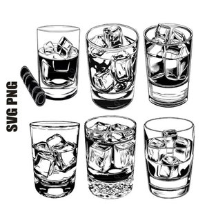 Bicchiere di whisky con ghiaccio SVG - File digitale per amanti e artigiani del whisky, uso commerciale illimitato