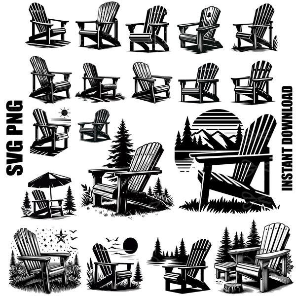 adirondack svg, adirondack chairs, Adirondack chair SVG, camping svg, beach chair svg, forest scene svg, mountain scene svg, camper svg