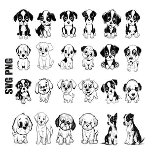 Chien mignon chiots SVG, Clipart chien chiots, Silhouette de chiots, fichiers Svg chien chiots pour Cricut, amoureux des chiens, chiot mignon Svg, téléchargement numérique