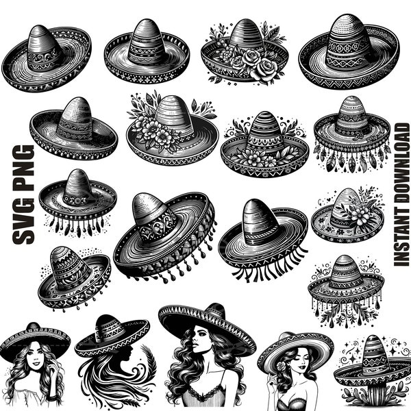 sombrero SVG, cinco de mayo svg, sombrero png,  fiesta svg, sombrero Hat SVG, mexican Hat svg, sombrero clipart, Digital Download