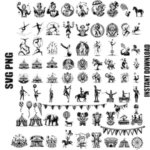 Svg cirque, cirque ensemble fichiers coupés SVG, cirque svg Bundle, cirque Svg, Svg de marcheurs sur grande corde, Svg tente rayée, cirque Bundle Svg