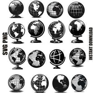Paquete SVG de globo, archivos de corte de globo, globo para cricut, silueta, tierra Svg