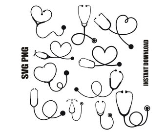 STETHOSCOPE SVG BUNDLE, Stethoscope Png, Stethoscope Clipart Bundle,Stethoscope Svg File for Cricut,silhouette, Digital Download, Commercial