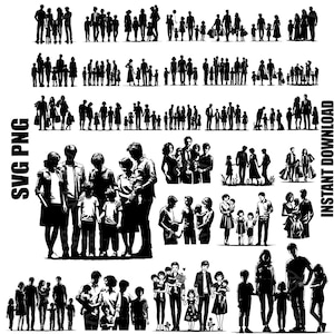 Familie SVG-Schnittdateien, Familie Silhouette, Familie Weihnachten svg, Mutter und Kinder svg, Familienpaket svg, unbegrenzte kommerzielle Nutzung