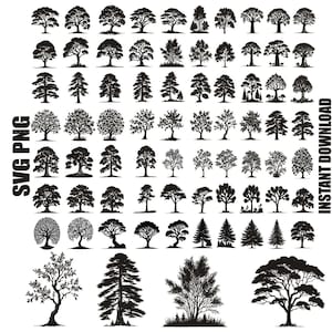 Albero in formato Svg, alberi in formato SVG, albero di quercia in formato Svg, sagoma dell'albero, foresta in formato SVG, pacchetto in formato Svg dell'albero, clipart dell'albero, download istantaneo, uso commerciale