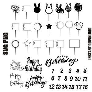 Geburtstag Cake Topper svg bündel, Hochzeitstorte Topper svg, Kranz svg bündel, glückliche Birthdy svg, digitaler Download