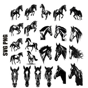 Paard SVG-bundel, paard gezicht Svg, paard hoofd Svg Cut-bestand voor cricut, silhouet - digitale bestanden voor paardenliefhebbers