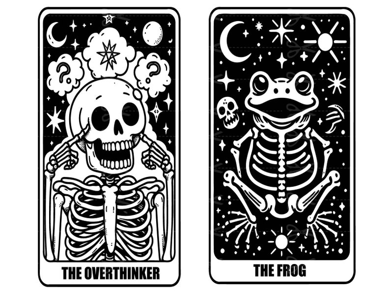 Funny tarot cards svg tarot cards png Witch Tarot Svg Celestial Tarot Svg mystical clipart Funny Skeleton Svg, Skeleton Tarot svg image 8