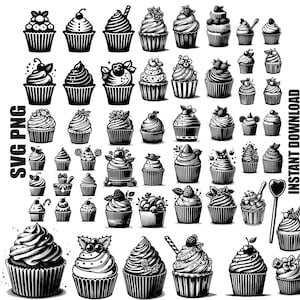 Cupcake svg, Cupcake svg bundle, Cupcake clipart, Birthday Cupckae svg, Cupcake silhouette, Cupcake cut files, file for cricut