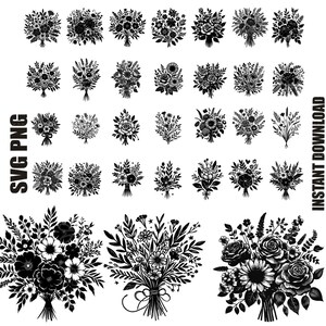花束 SVG バンドル、花束 SVG、花 SVG、花 SVG、花束 SVG、結婚式 SVG、ミニマリスト花 SVG、商用利用