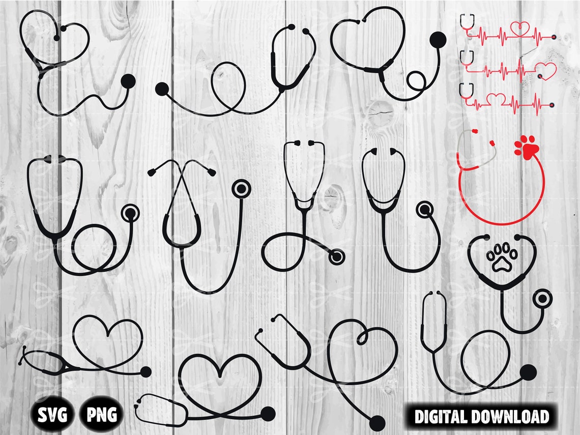 STETHOSCOPE SVG BUNDLE Stethoscope Png Stethoscope Clipart - Etsy