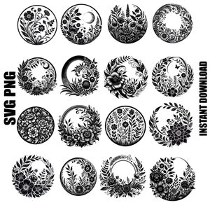 Floral Circle Svg, krans cirkel svg, Floral Circle Svg Cut-bestanden voor Cricut, cirkelframe svg, cirkel Clipart, Rose Circle Svg Png
