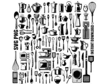 KITCHEN UTENSILS SVG, Cooking Svg, Spon, Fork, Knife, Kitchen utensils Svg cut files for Cricut, Silhouette,instant download