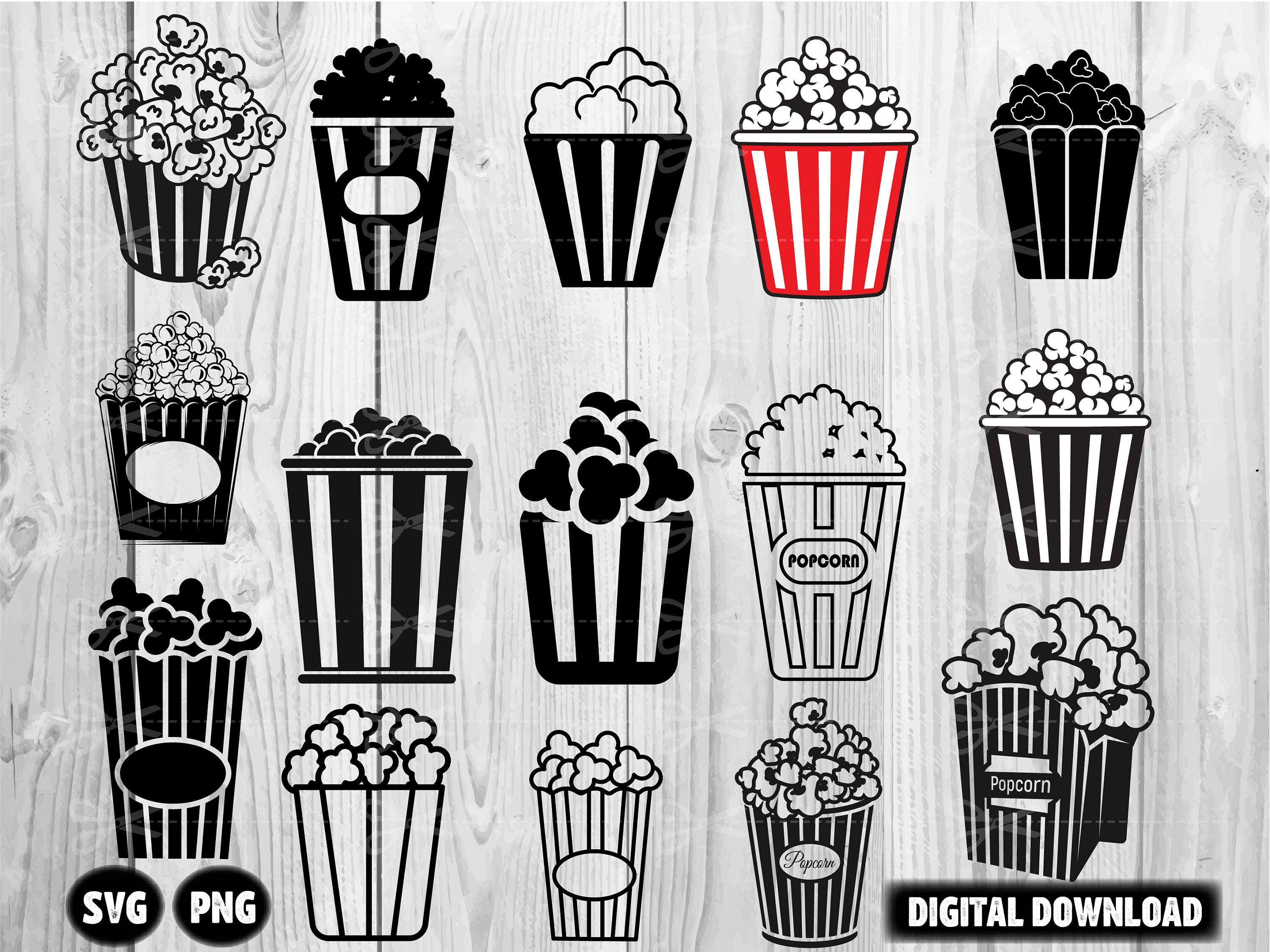 Pink Popcorn Clipart Black