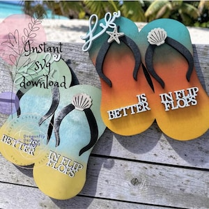 Life is Better in teenslippers SVG-bestand, Summer Beach Graveerbare ontwerp, Instant Download, Digitale Craft-bestanden voor lasersnijmachines