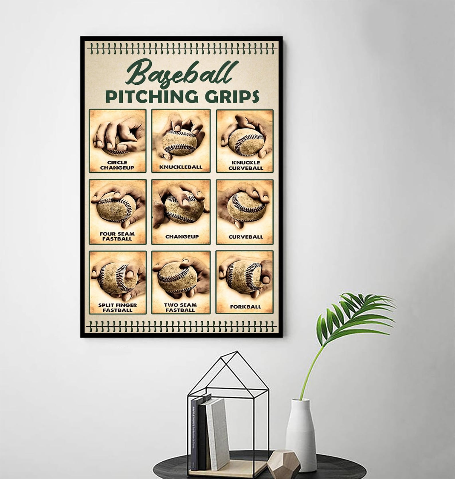 Baseball Pitching Grips Poster Baseball Lovers Gift Baseball Etsy