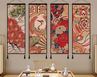 Japanese Ukiyo-e Decor Tapestry TV Backdrop Wall Blankets A,95 * 73cm Crane Art Wall Hanging for Bedroom Living Room College Dorm