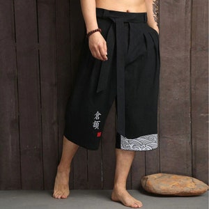 Japanese Kimono Traditional Pants Men Asian Clothing Bath Pant 