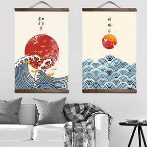 Japanese Art Scroll Wall Decoration Ukiyoe with Frame