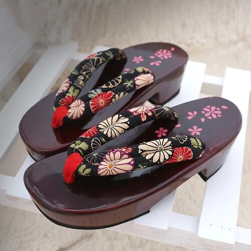 Japanese Slippers Geta Wooden Clogs Man Kimono Two Teeth Geta Etsy