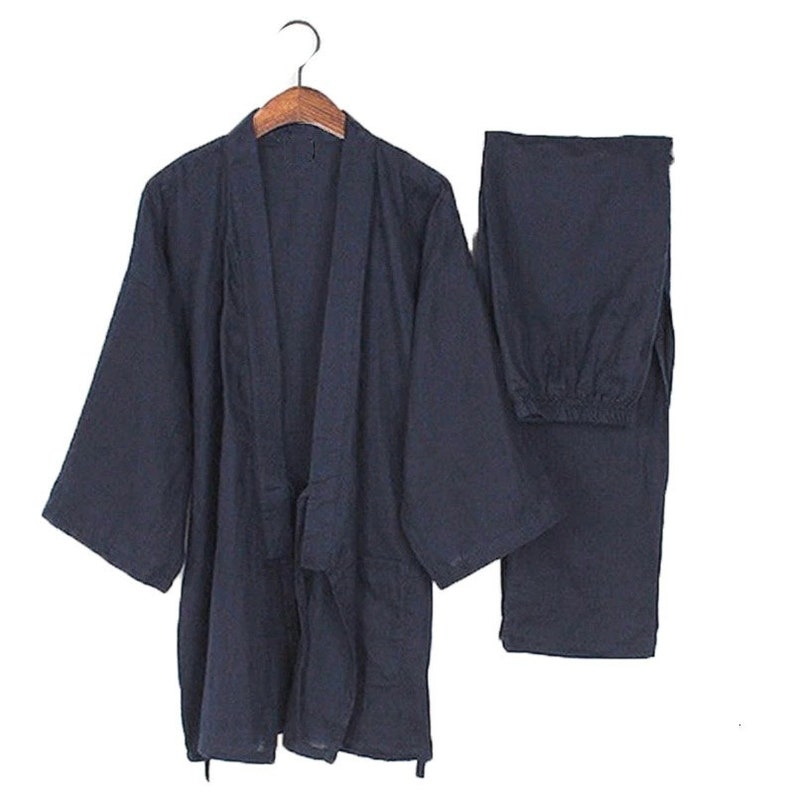 Traditional Japanese Pajamas Set Cotton Robe Pants Kimono - Etsy