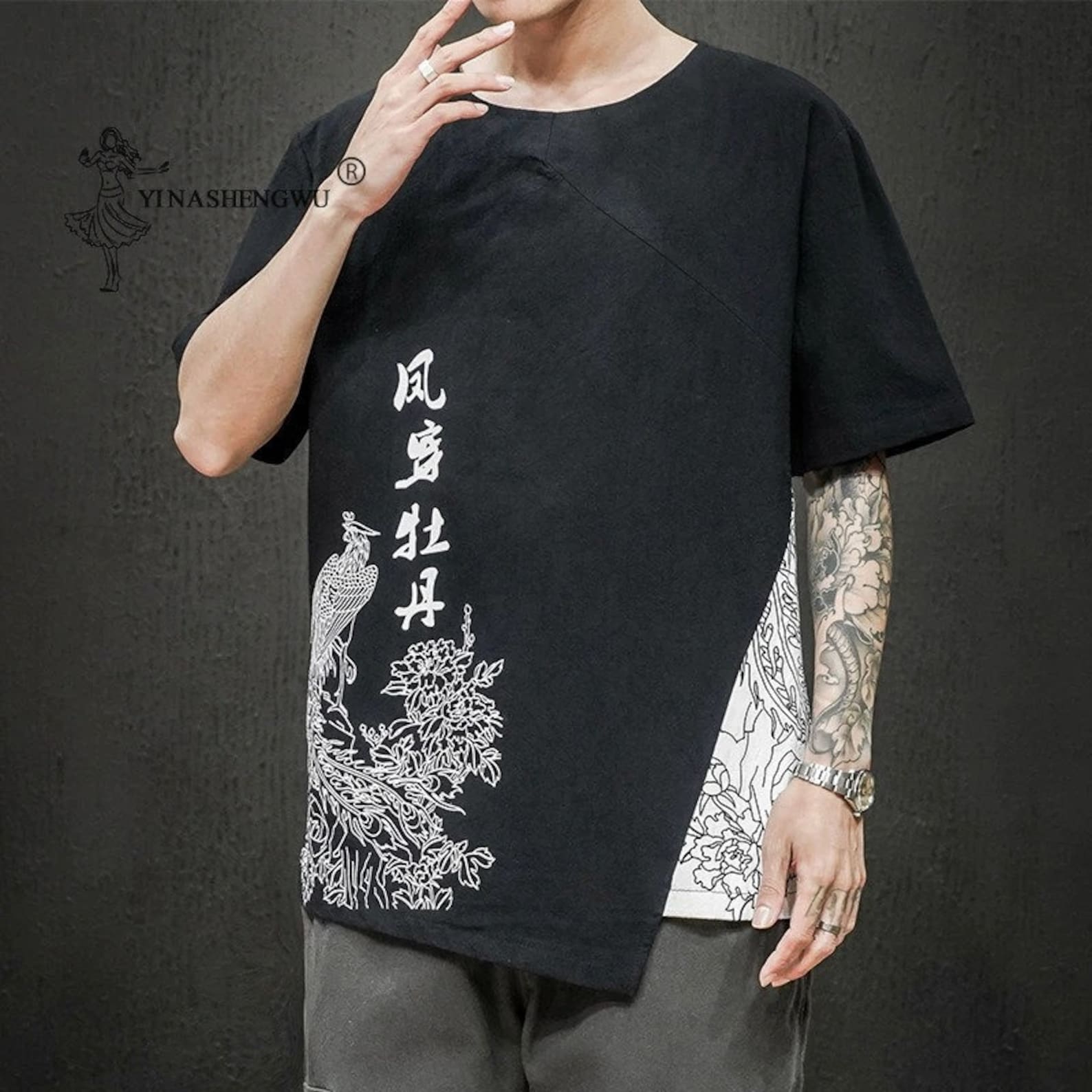 Japanese Summer Cotton and Linen Tshirt Men's Casual Etsy